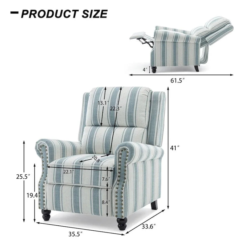 Fauteuil inclinable moderne 2 places avec assise rembourrée en cuir PU/tissu