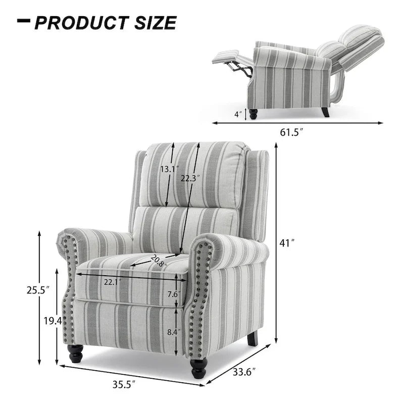 Fauteuil inclinable moderne 2 places avec assise rembourrée en cuir PU/tissu