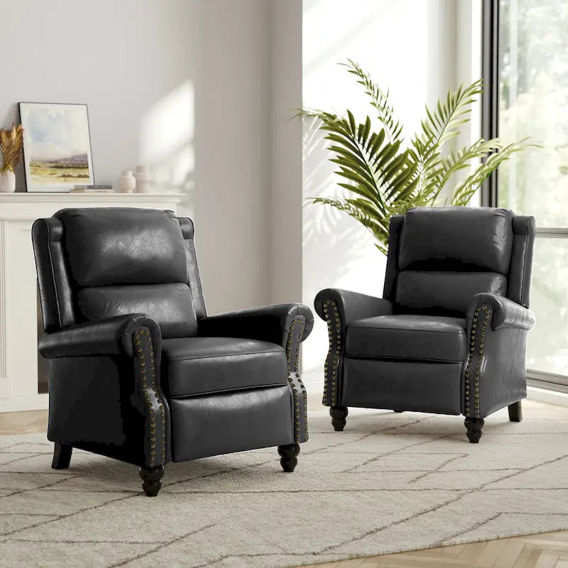 Fauteuil inclinable moderne 2 places avec assise rembourrée en cuir PU/tissu