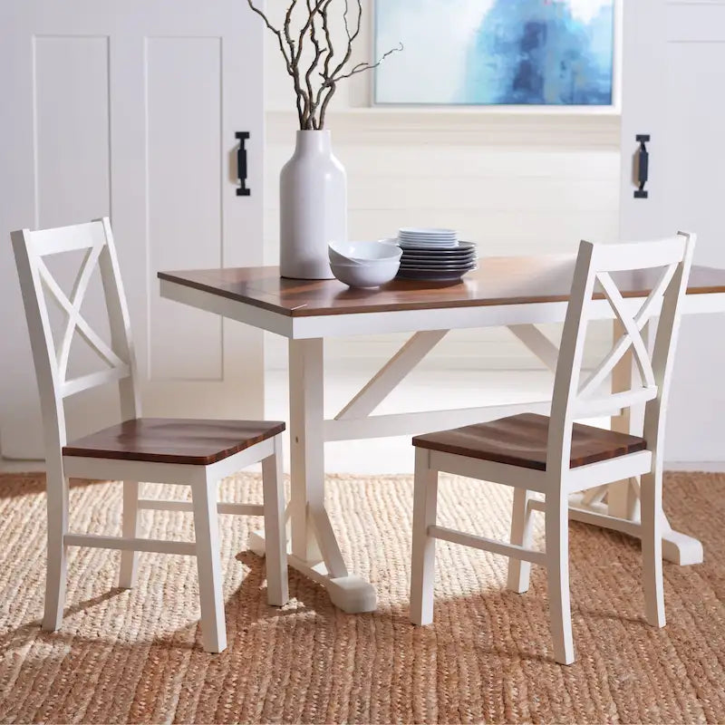 Chaise de salle à manger blanc/naturel - 17,5 L x 19,5 P x 37 H - 18L x 20P x 37H