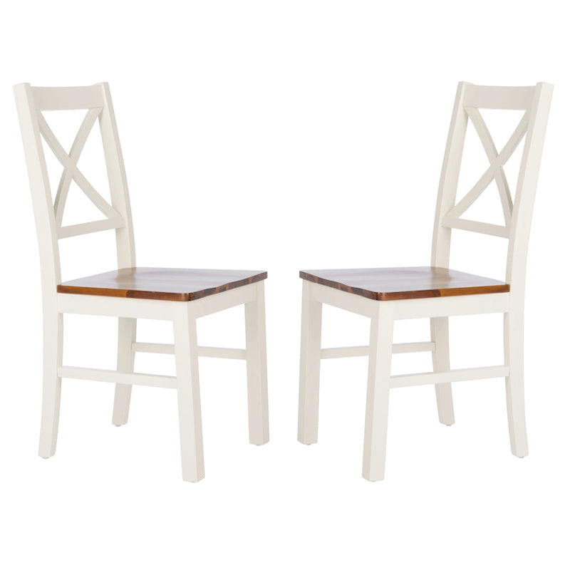 Chaise de salle à manger blanc/naturel - 17,5 L x 19,5 P x 37 H - 18L x 20P x 37H