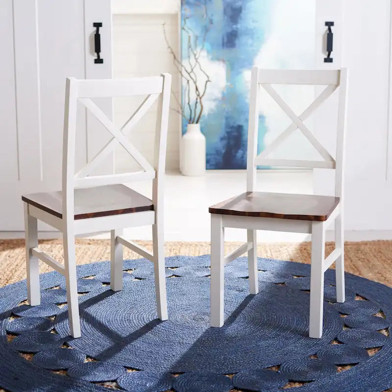 Chaise de salle à manger blanc/naturel - 17,5 L x 19,5 P x 37 H - 18L x 20P x 37H