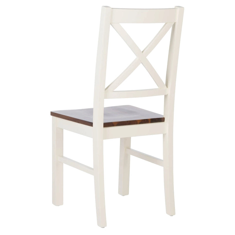 Chaise de salle à manger blanc/naturel - 17,5 L x 19,5 P x 37 H - 18L x 20P x 37H