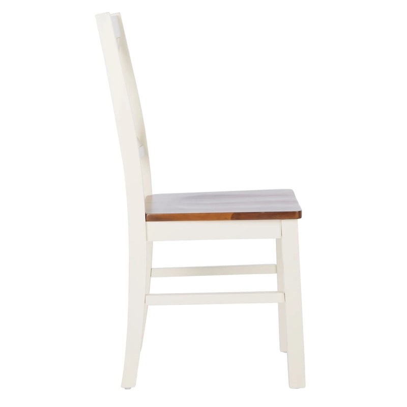 Chaise de salle à manger blanc/naturel - 17,5 L x 19,5 P x 37 H - 18L x 20P x 37H