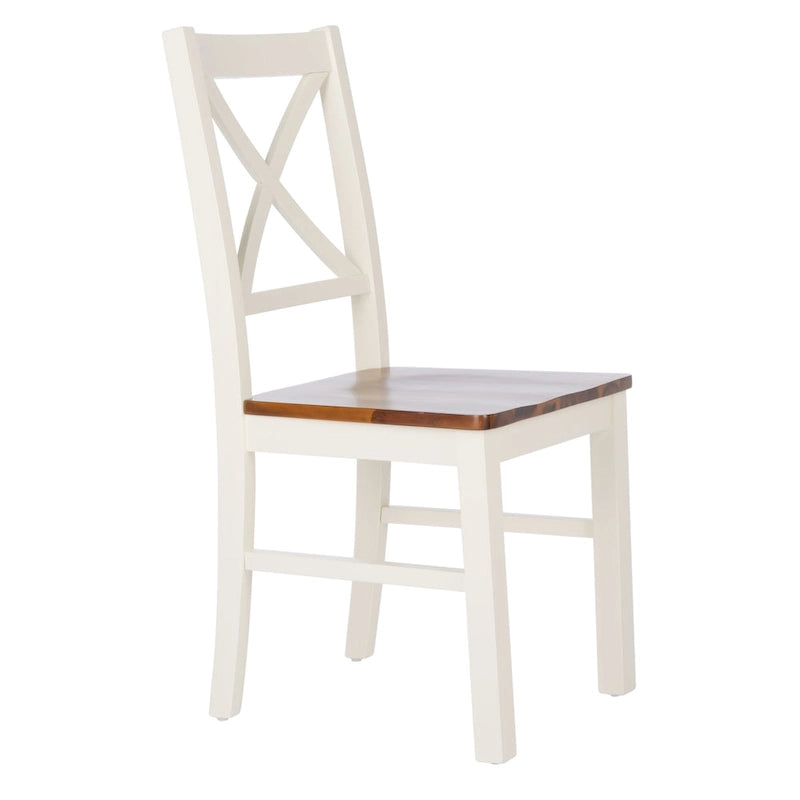Chaise de salle à manger blanc/naturel - 17,5 L x 19,5 P x 37 H - 18L x 20P x 37H