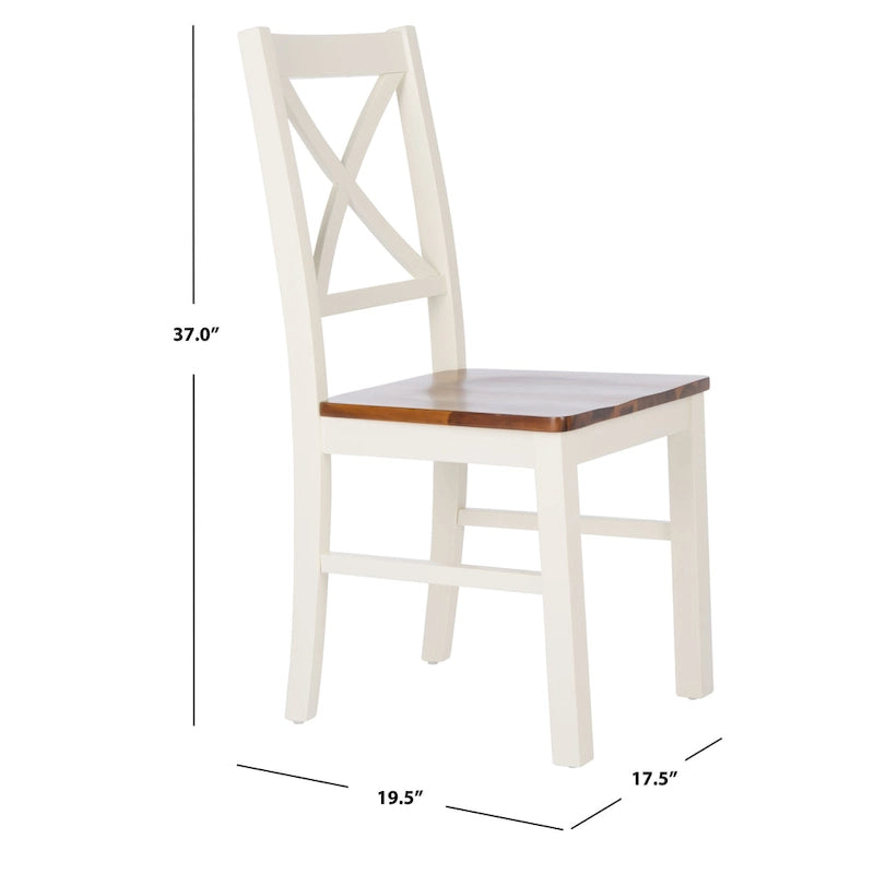 Chaise de salle à manger blanc/naturel - 17,5 L x 19,5 P x 37 H - 18L x 20P x 37H