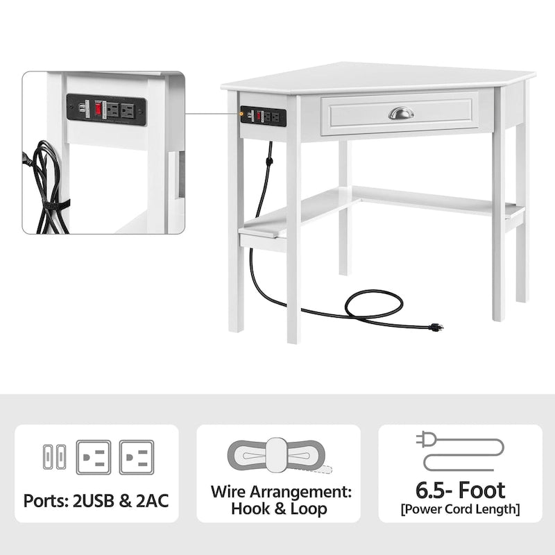 Bureau d'angle en L avec prises électriques