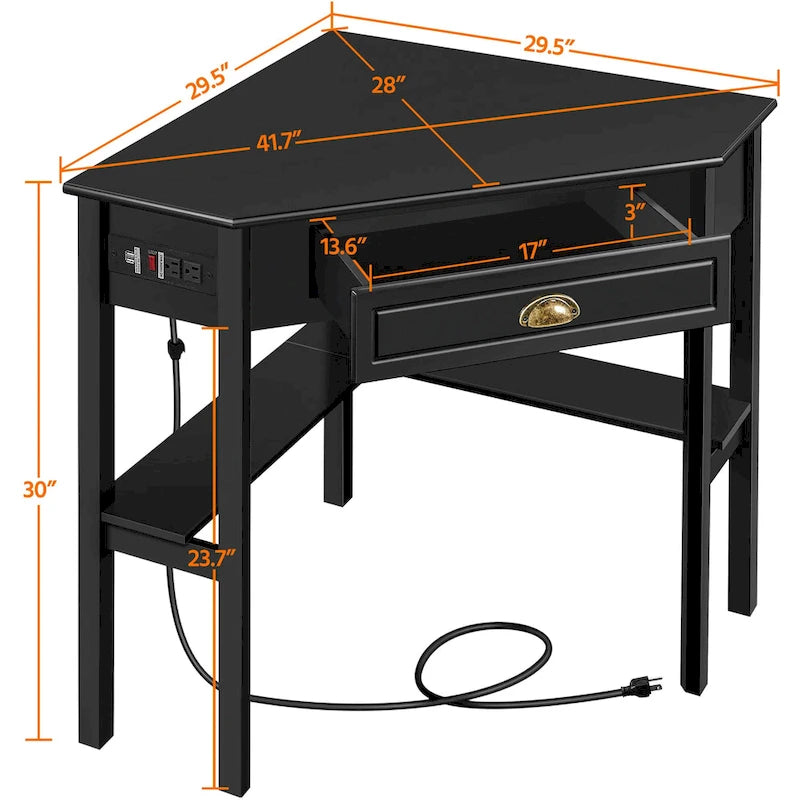 Bureau d'angle en L avec prises électriques