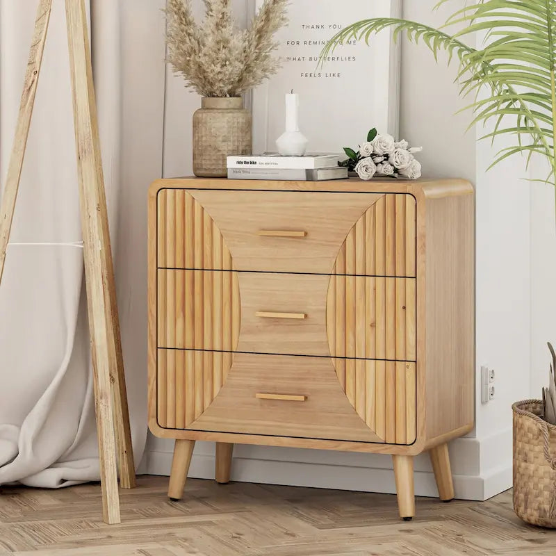 Table de chevet de ferme, Table de chevet de style Mid-Century avec finition artisanale, style bohème, rustique, bois naturel