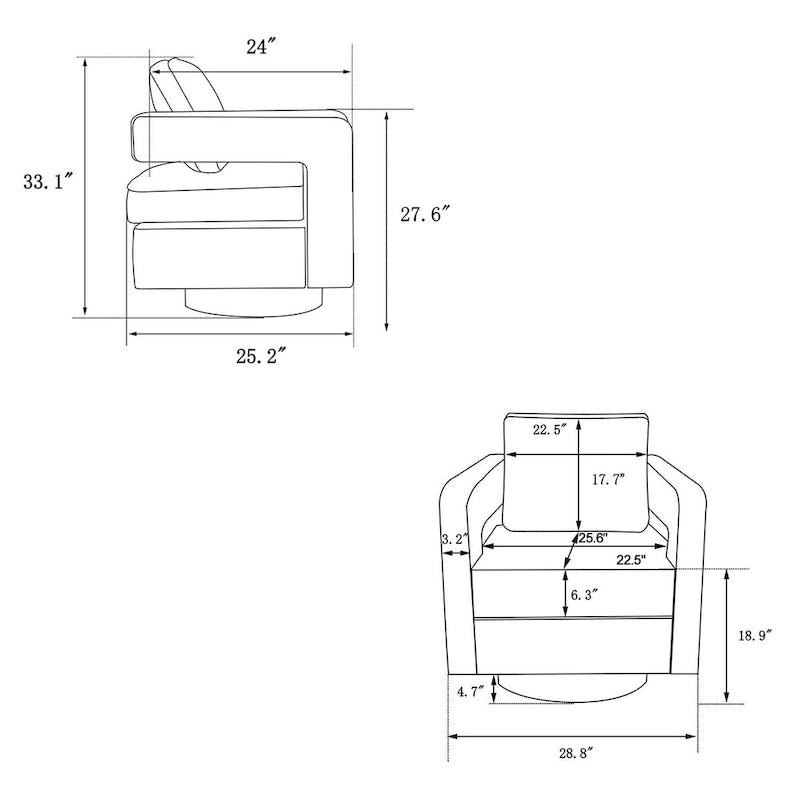 Fauteuil d'appoint pivotant moderne en tissu avec dossier ajouré et piètement doré