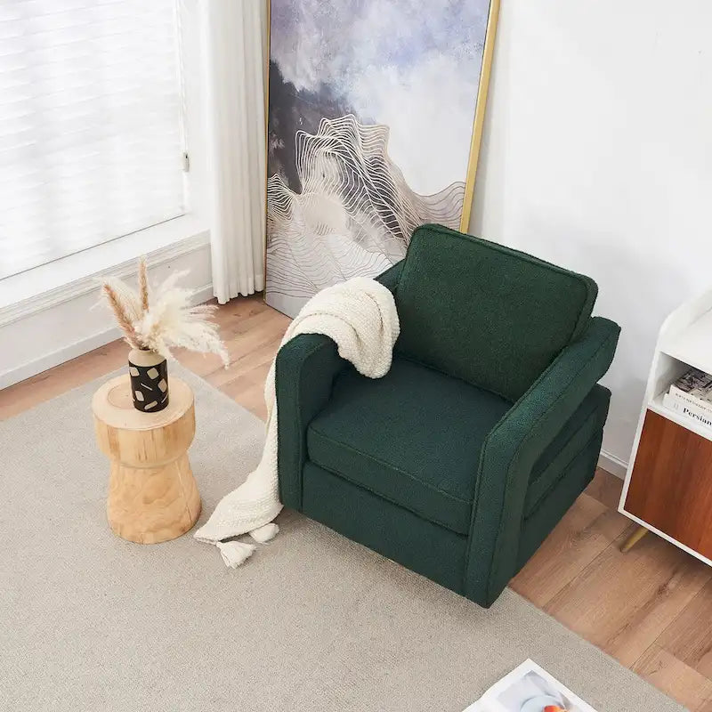 Fauteuil d'appoint pivotant moderne en tissu avec dossier ajouré et piètement doré
