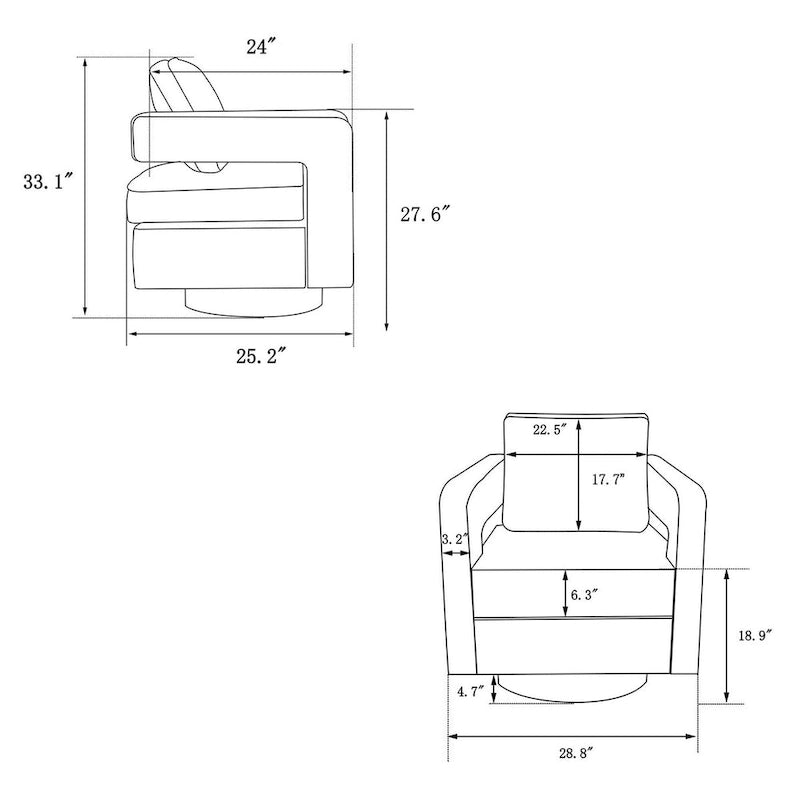 Fauteuil d'appoint pivotant moderne en tissu avec dossier ajouré et piètement doré