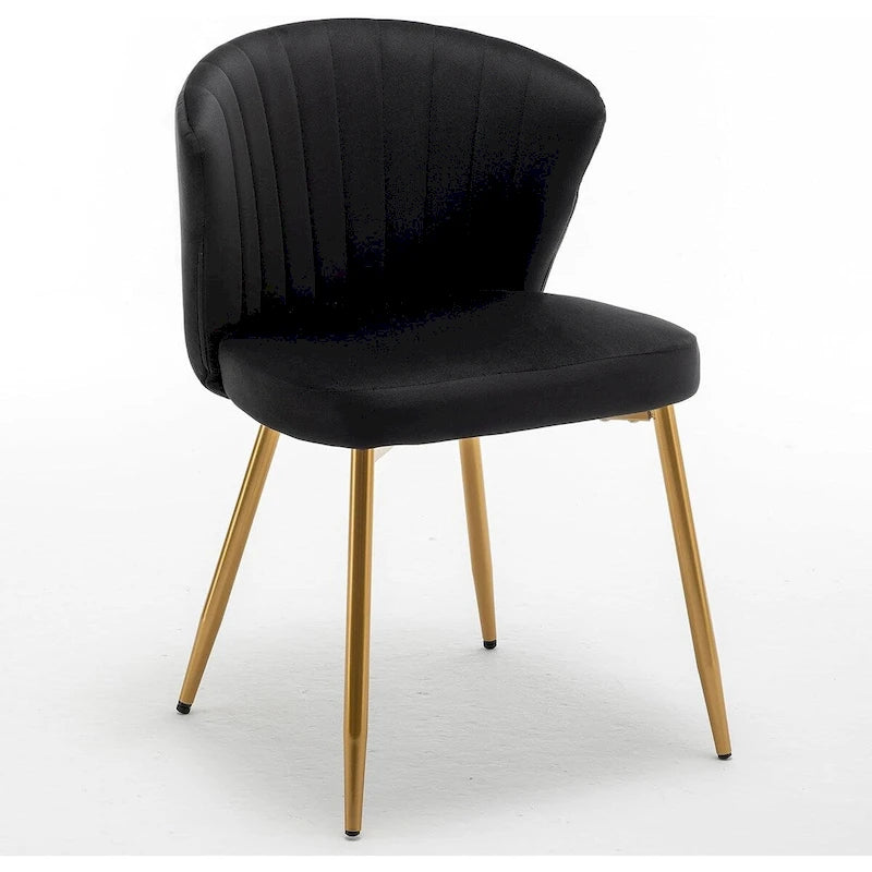 Fauteuil d'appoint moderne en velours avec design capitonné, assise sans accoudoirs confortable et tendance.