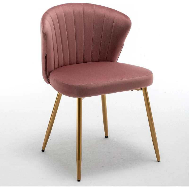 Fauteuil d'appoint moderne en velours avec design capitonné, assise sans accoudoirs confortable et tendance.