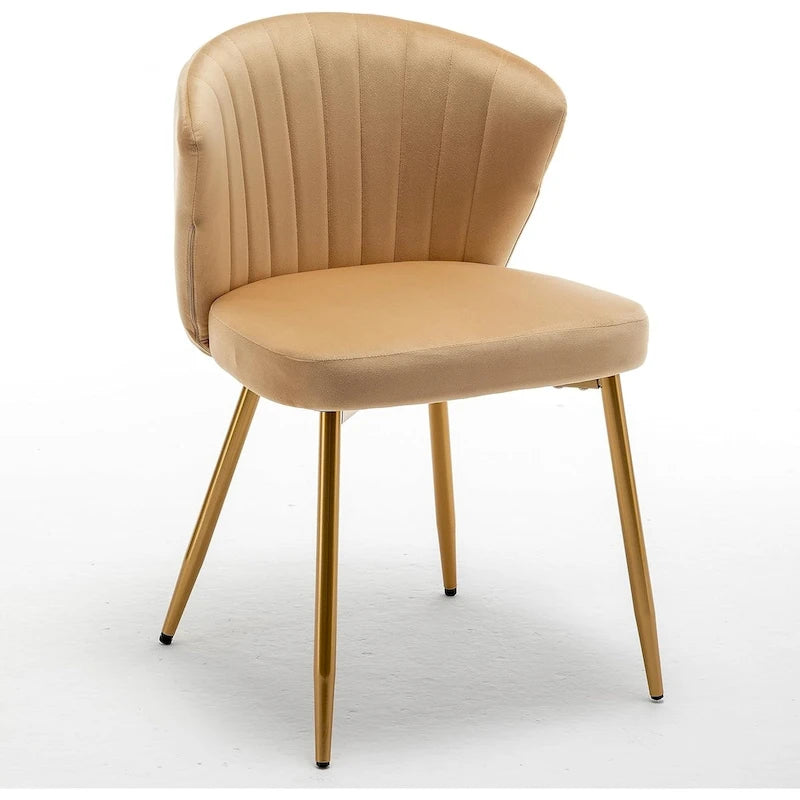 Fauteuil d'appoint moderne en velours avec design capitonné, assise sans accoudoirs confortable et tendance.