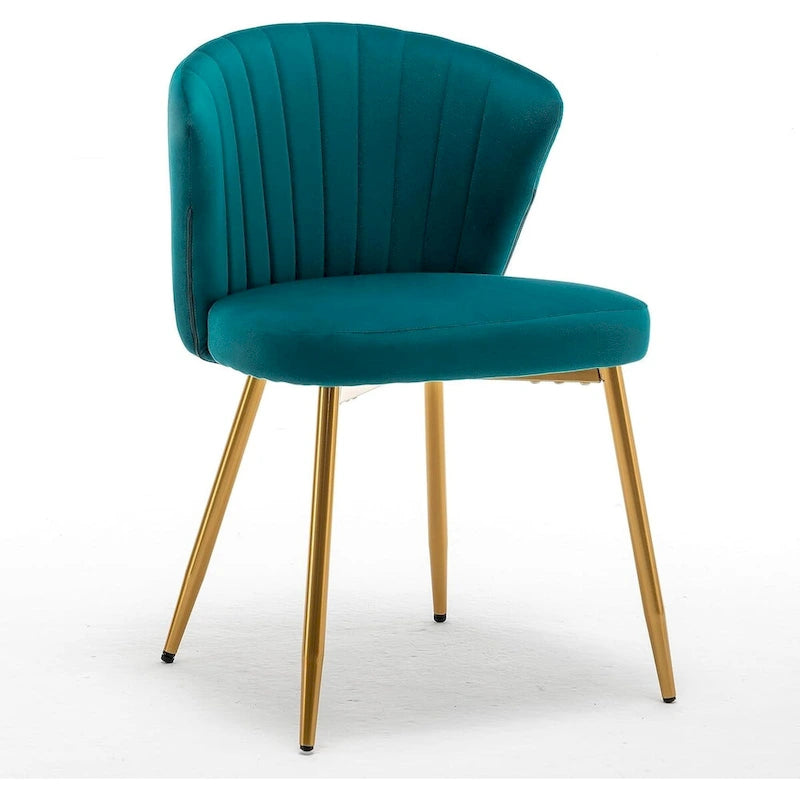 Fauteuil d'appoint moderne en velours avec design capitonné, assise sans accoudoirs confortable et tendance.