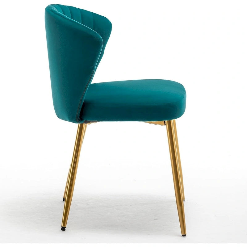 Fauteuil d'appoint moderne en velours avec design capitonné, assise sans accoudoirs confortable et tendance.