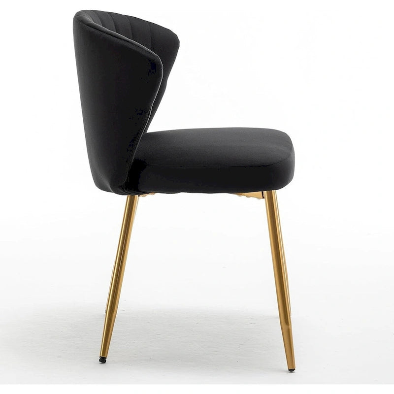 Fauteuil d'appoint moderne en velours avec design capitonné, assise sans accoudoirs confortable et tendance.
