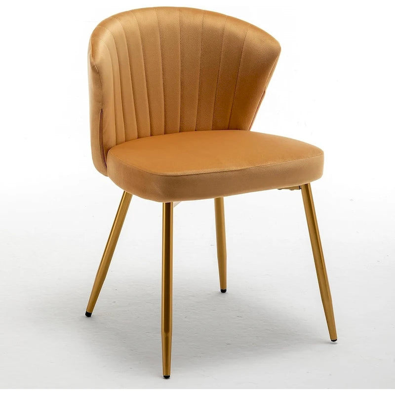 Fauteuil d'appoint moderne en velours avec design capitonné, assise sans accoudoirs confortable et tendance.