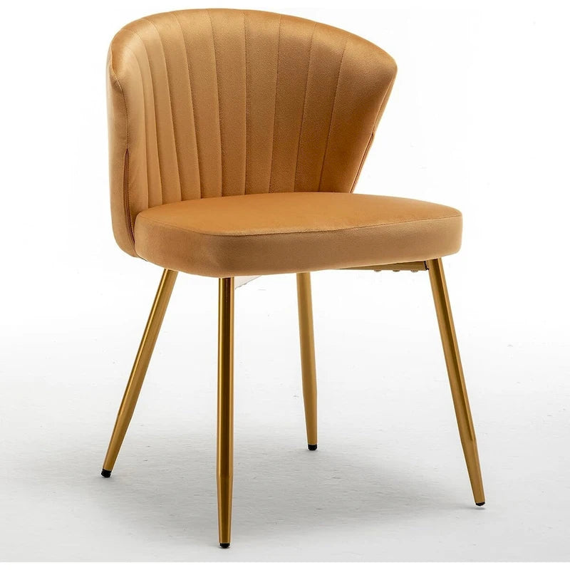 Fauteuil d'appoint moderne en velours avec design capitonné, assise sans accoudoirs confortable et tendance.