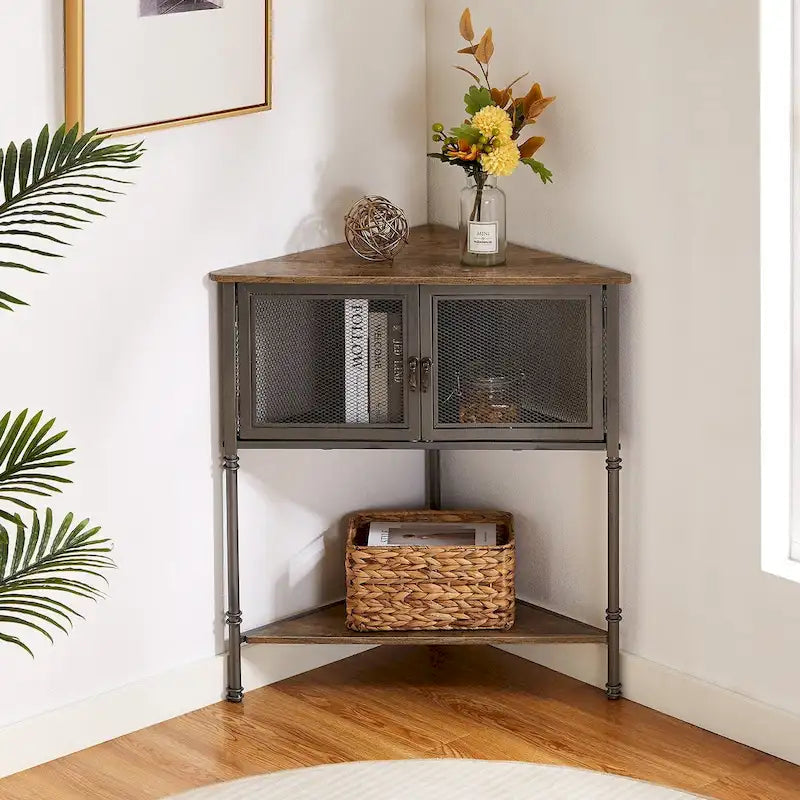 Table d'angle avec tiroir et étagère de rangement – 19.92 x 19.92 x 29.29