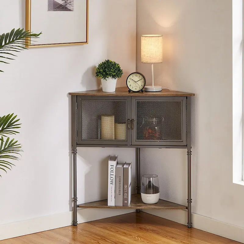 Table d'angle avec tiroir et étagère de rangement – 19.92 x 19.92 x 29.29