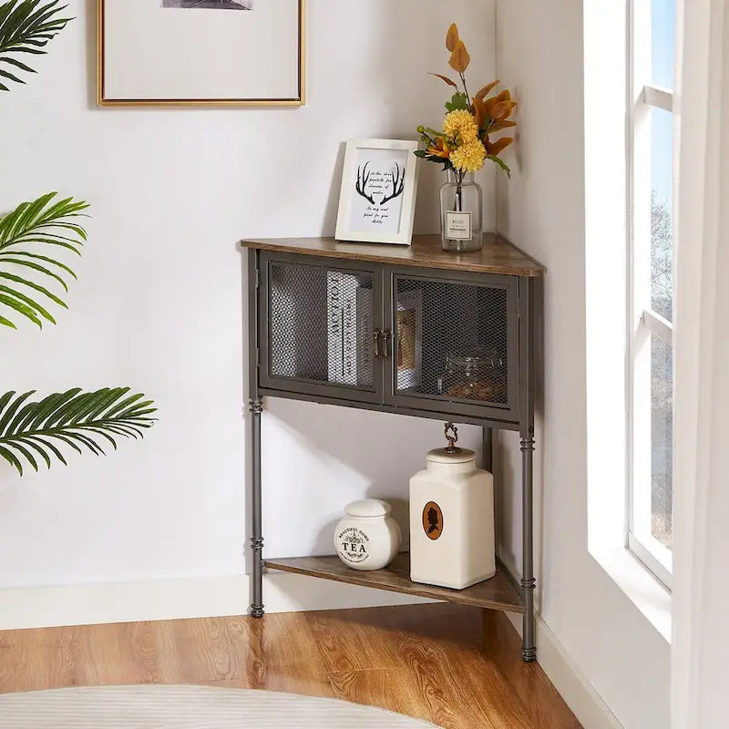 Table d'angle avec tiroir et étagère de rangement – 19.92 x 19.92 x 29.29