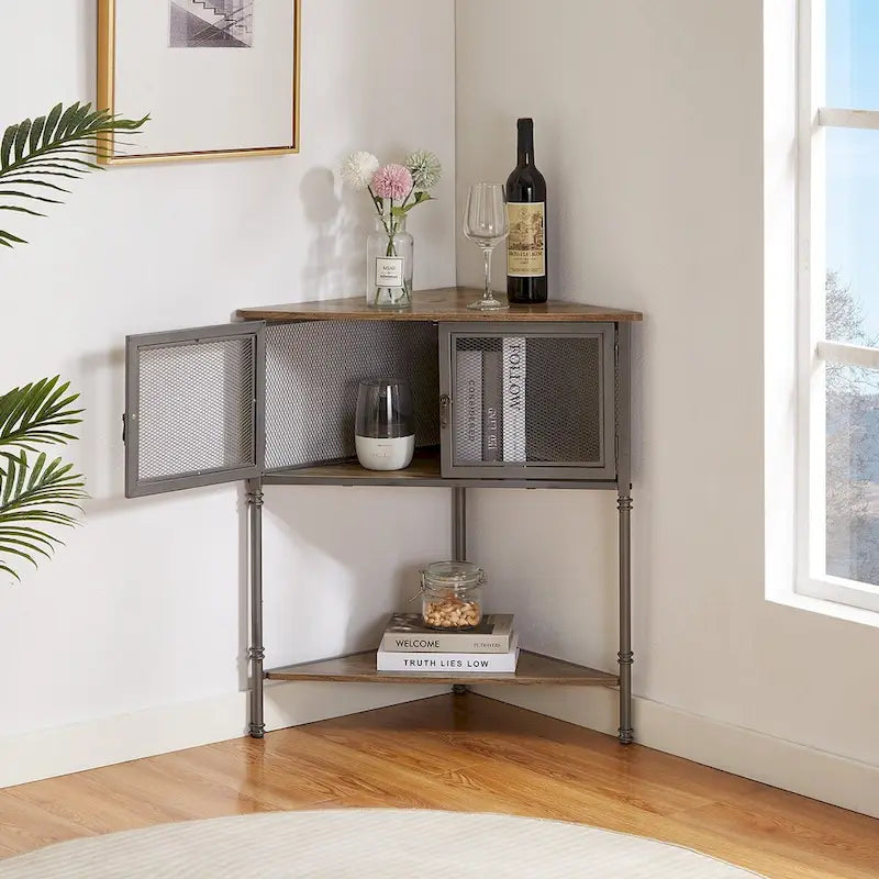 Table d'angle avec tiroir et étagère de rangement – 19.92 x 19.92 x 29.29