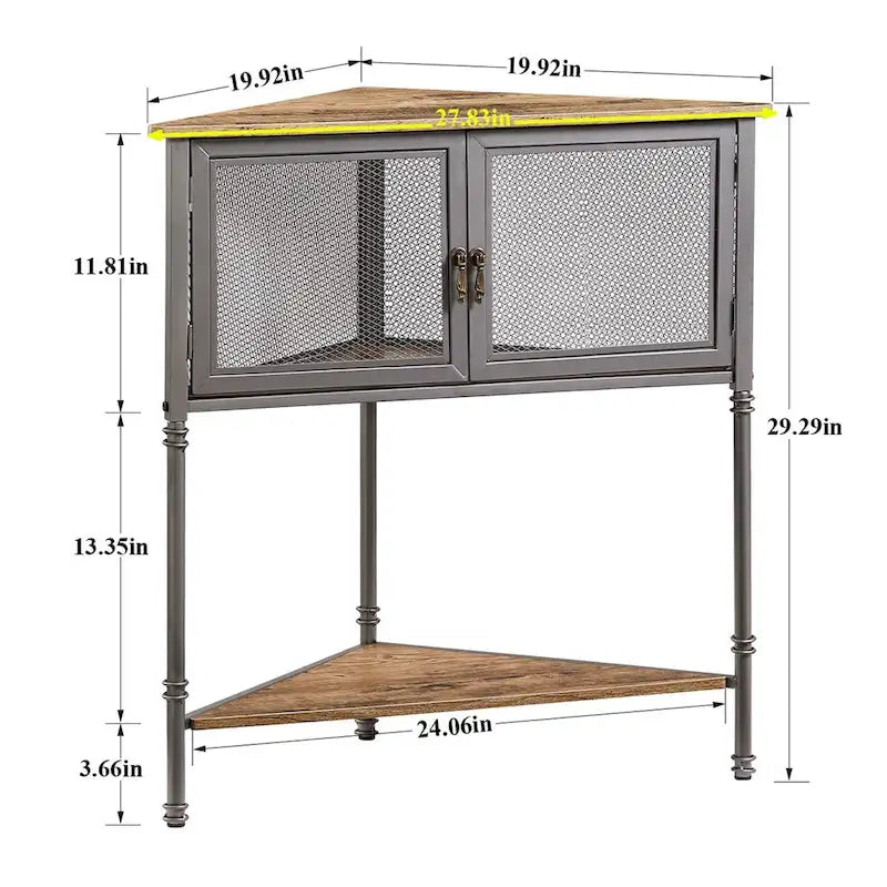 Table d'angle avec tiroir et étagère de rangement – 19.92 x 19.92 x 29.29
