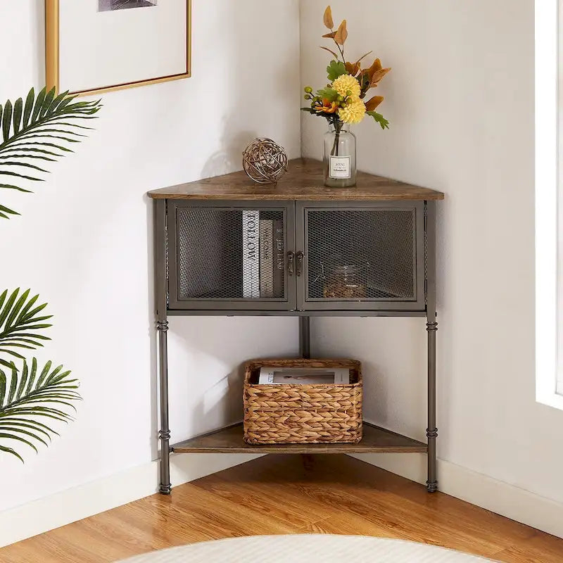 Table d'angle avec tiroir et étagère de rangement – 19.92 x 19.92 x 29.29
