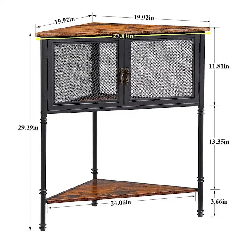 Table d'angle avec tiroir et étagère de rangement – 19.92 x 19.92 x 29.29