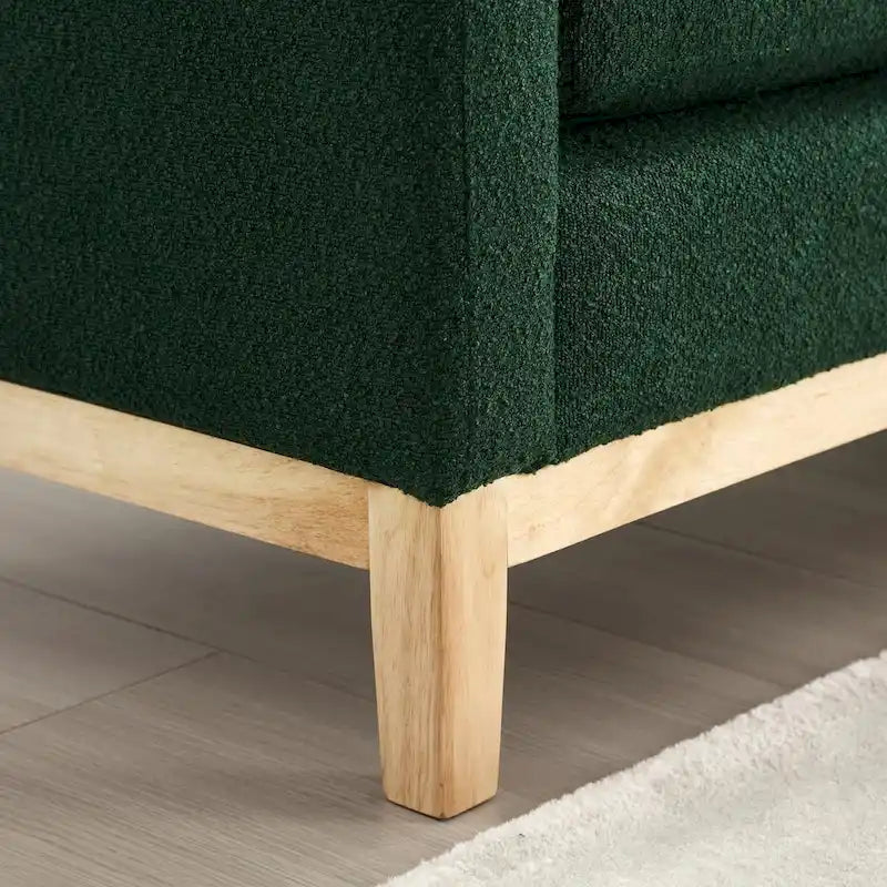 Élégant banc ottoman rembourré de 53,5 po avec pieds en bois et traversins