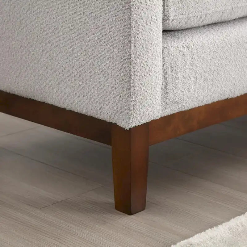 Élégant banc ottoman rembourré de 53,5 po avec pieds en bois et traversins