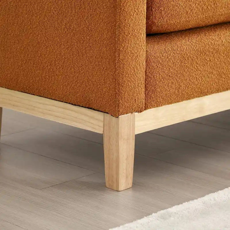 Élégant banc ottoman rembourré de 53,5 po avec pieds en bois et traversins
