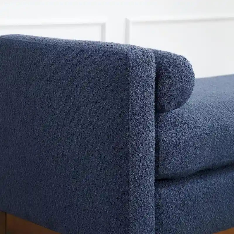 Élégant banc ottoman rembourré de 53,5 po avec pieds en bois et traversins