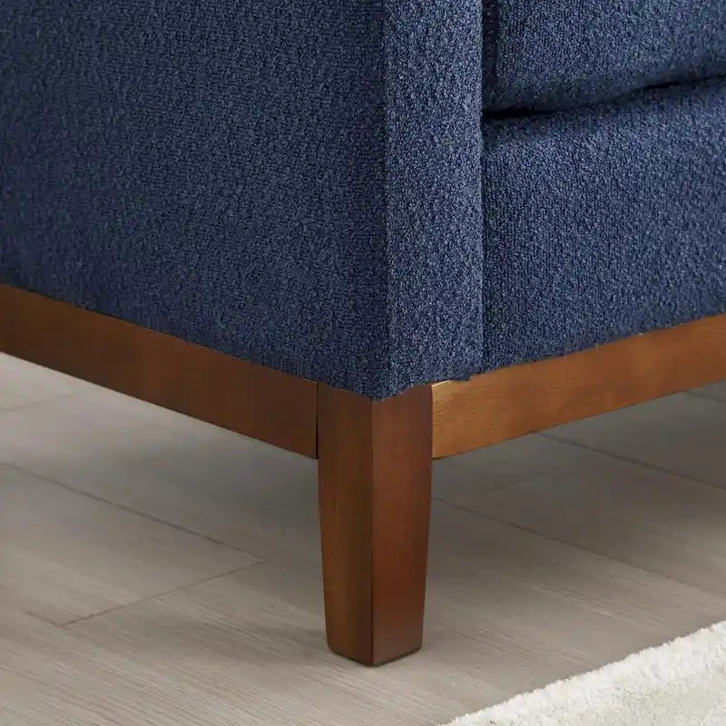 Élégant banc ottoman rembourré de 53,5 po avec pieds en bois et traversins
