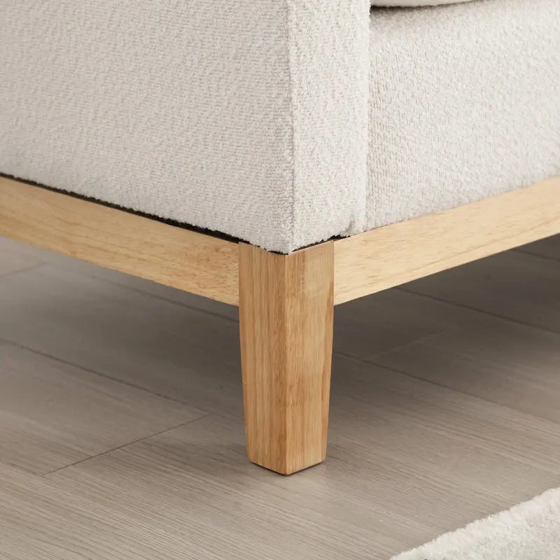 Élégant banc ottoman rembourré de 53,5 po avec pieds en bois et traversins