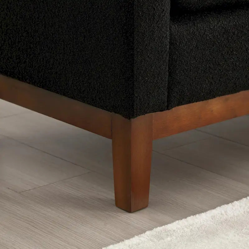 Élégant banc ottoman rembourré de 53,5 po avec pieds en bois et traversins